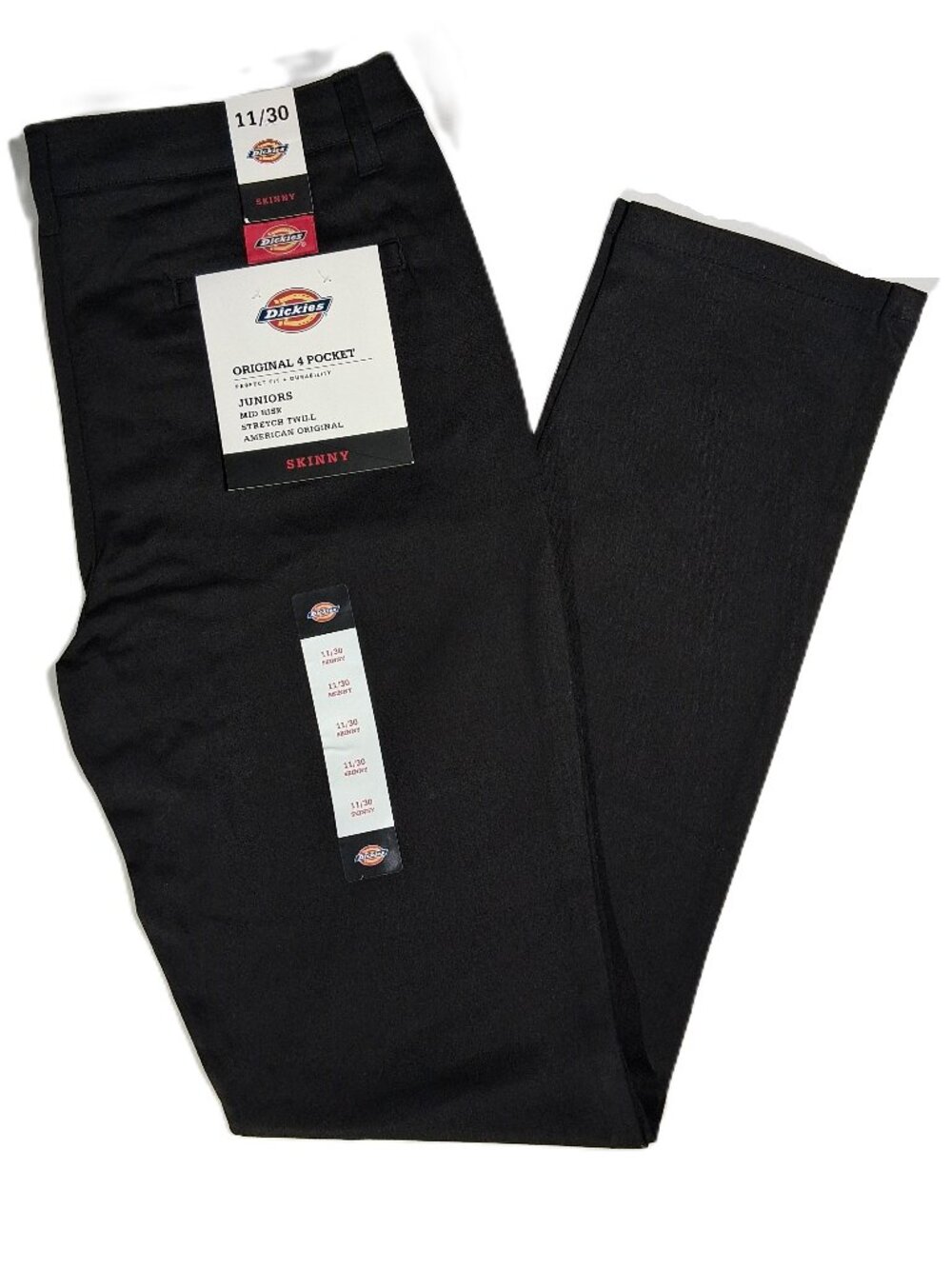 DICKIES PANTS juniors/womens 11 Black Skinny Stretch Twill Mid-Rise NWT